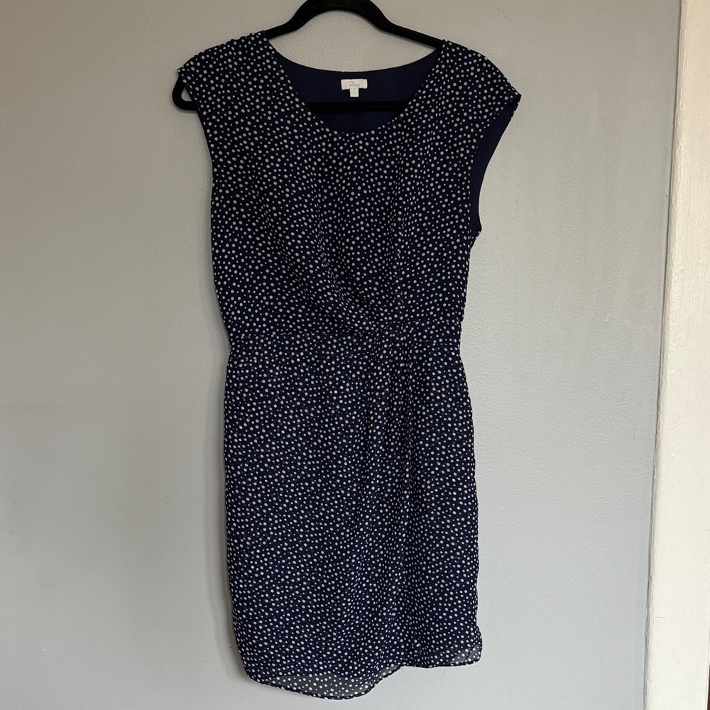 Elegant Navy Polka Dot Mini Dress